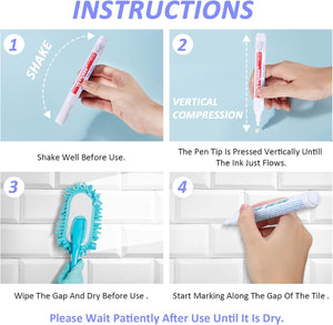 White Grout Tile Pen Grout Restorer Pen for Tile Wall Floor (Set of 12)