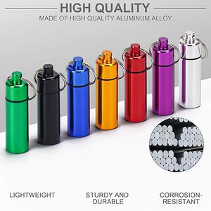 Waterproof Aluminum Pill Box Case with Keychain (Set of 35)