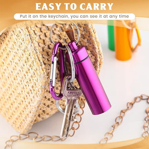 Waterproof Aluminum Pill Box Case with Keychain (Set of 35)