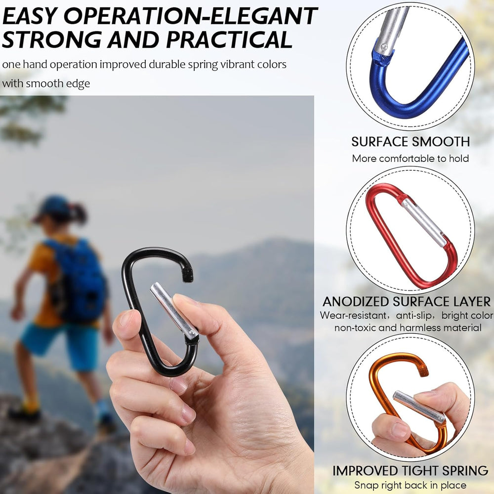 Aluminum D-Ring Clip & Keyring Set (Assorted Size/Color, Set of 140)