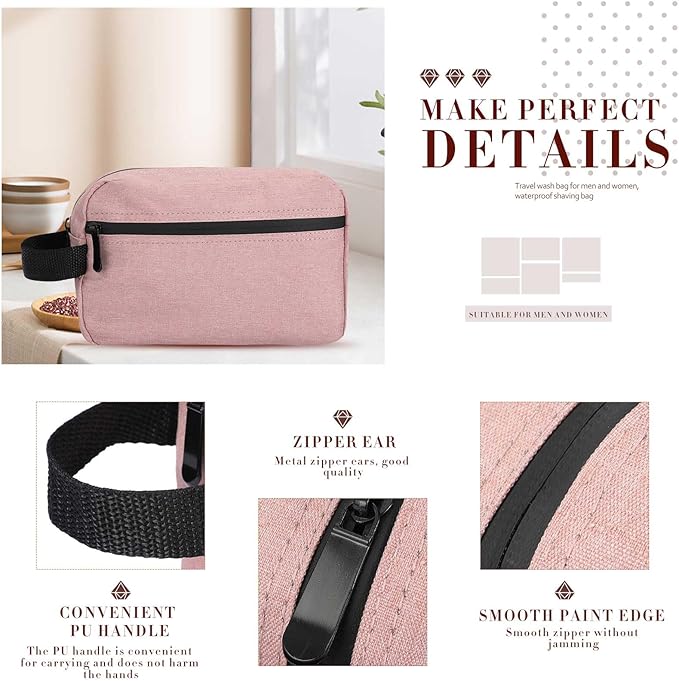 9 Pcs Pink Travel Toiletry Bag, Makeup Organizer with Handle