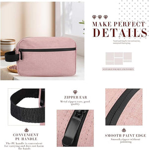 9 Pcs Pink Travel Toiletry Bag, Makeup Organizer with Handle