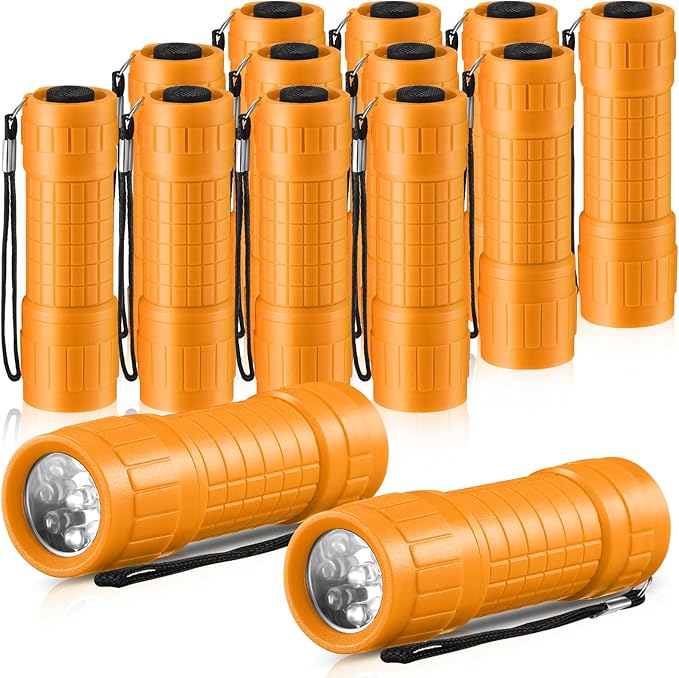 12 Pcs Compact LED Handheld Flashlight (Orange)