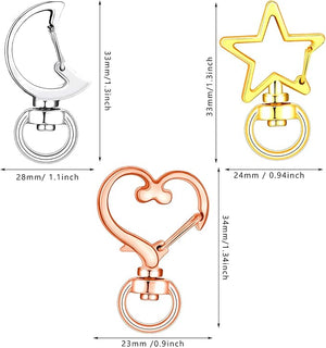 Heart, Star, Moon Keychain (Assorted Color, Set of 72)