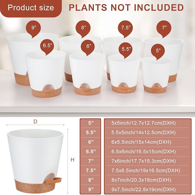 Self-Watering Plant Pot Set (Assorted Size, Set of 16)