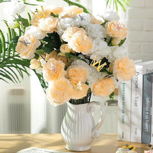 50-Pcs Artificial Peony Silk Flower Bouquet with Sticker & Crown