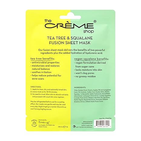 The Crème Shop Fusion Face Sheet Mask - 5 Pack (Tea Tree  & Squalane)