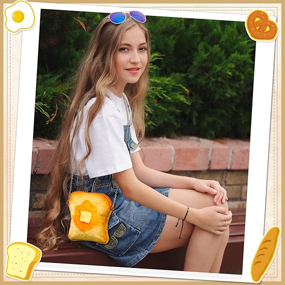 Cute Plush Butter Toast Crossbody Handbag