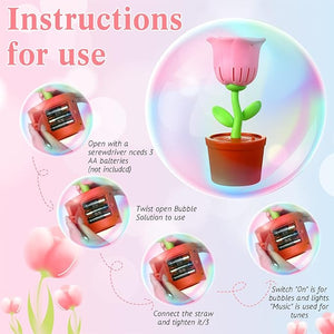 Rose Bubble Machine with LED Light (Set of 2)