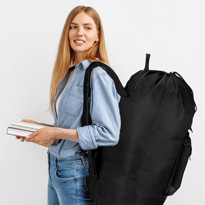 Large Laundry Backpack Bag (Black, Set of 3)