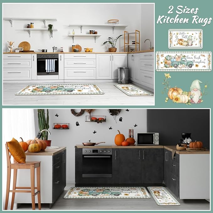 2 Pcs Fall Kitchen Rug Set