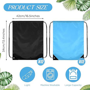Drawstring Backpack Bag (24pcs, Black & Sky Blue)