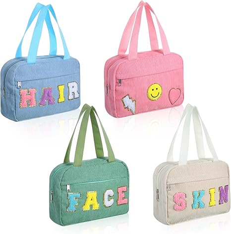 4 Pcs Corduroy Makeup Bag