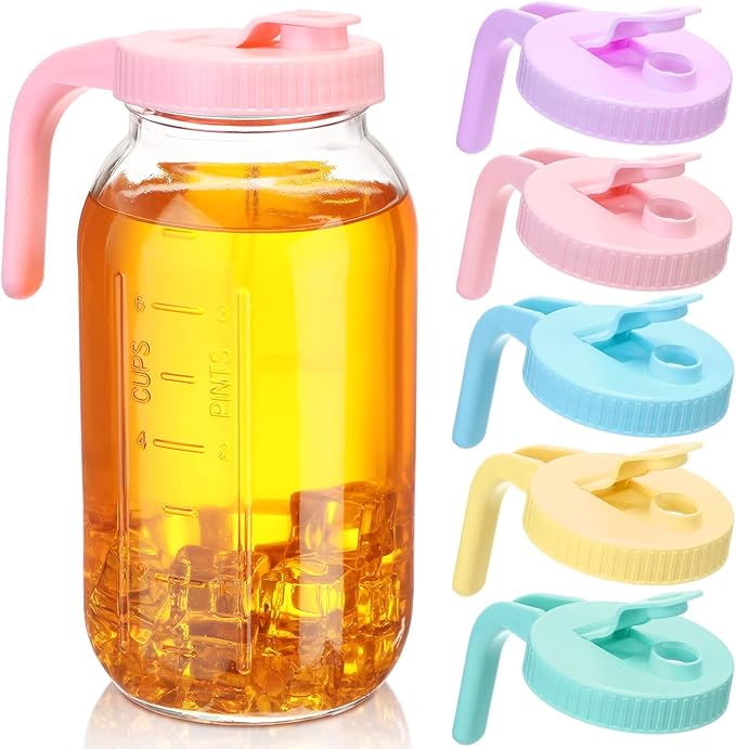 Wide Mouth Mason Jar Lid with Handle - Jar Not Included (Set of 5)