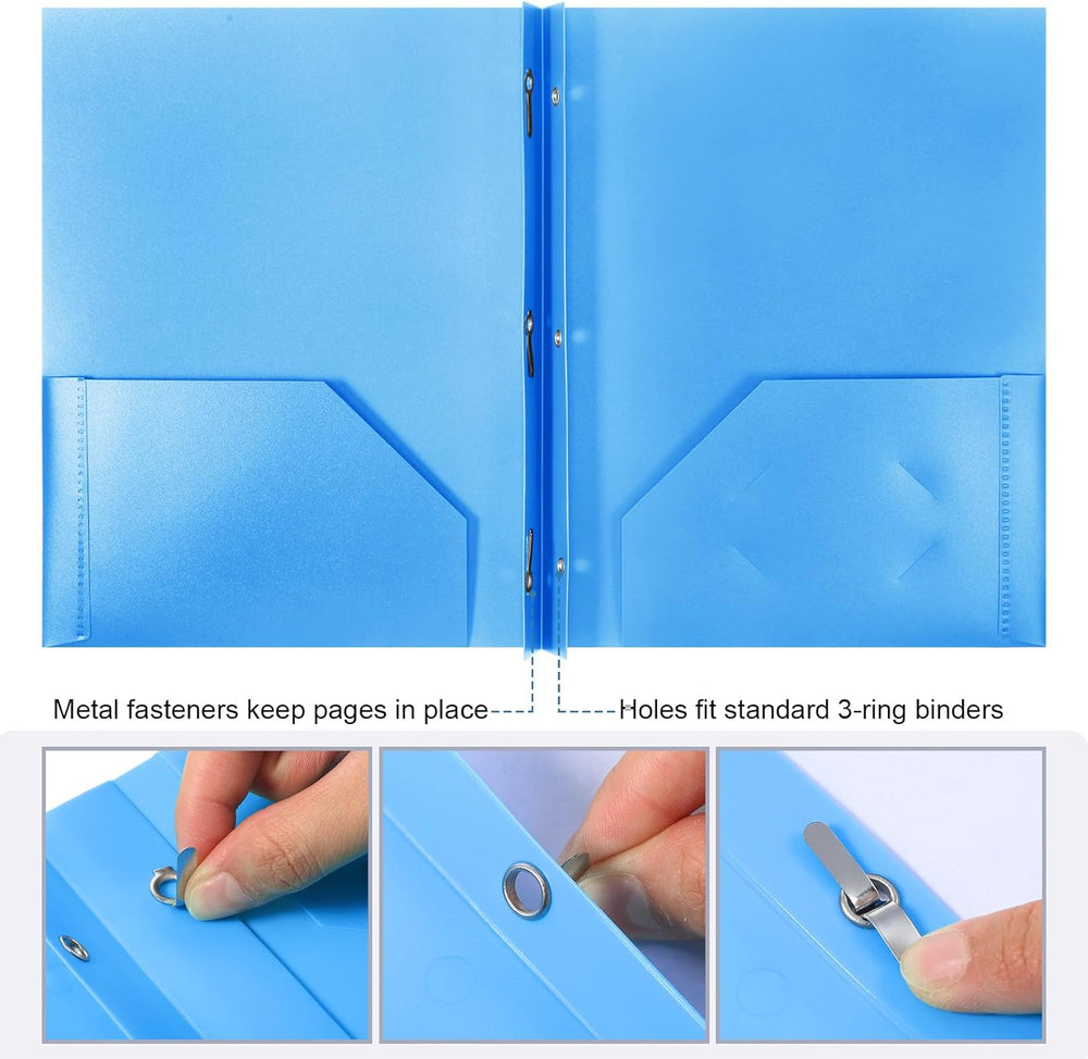 Plastic Folder with 2 Pockets & 3 Prongs (Assorted Color, Set of 12)