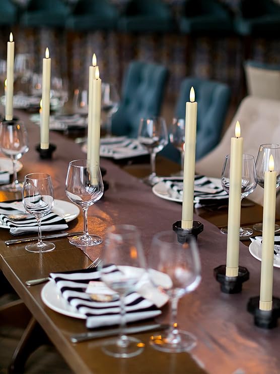 10" LED Taper Candles (Beige, Set of 12)