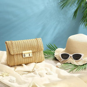 2-Pcs Straw Clutch & Sunglasses Set
