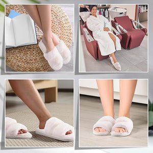 Women's Fluffy Open Toe Slipper (Pairs of 4)