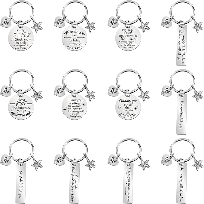 “Thank You” Keychain (Assorted Design, Set of 12)
