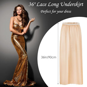 Women's Satin Half Slip Underskirt (Black & Beige, Set of 2)