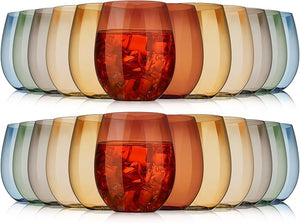 12 oz Plastic Stemless Wine Glass (Assorted Coloer, Set of 24)