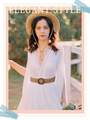 Women's Straw Woven Elastic Belt (Set of 6)