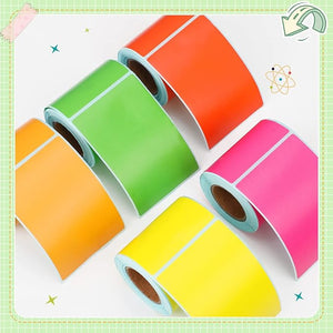 2"x3" Colored Label Sticker (5 Bright Color, Adhesive, Tearable 5 Rolls, Total 500 Pcs)