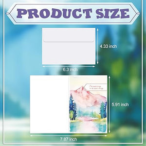 Watercolor Mountains Happy Birthday Card with Envelope (Set of 36)