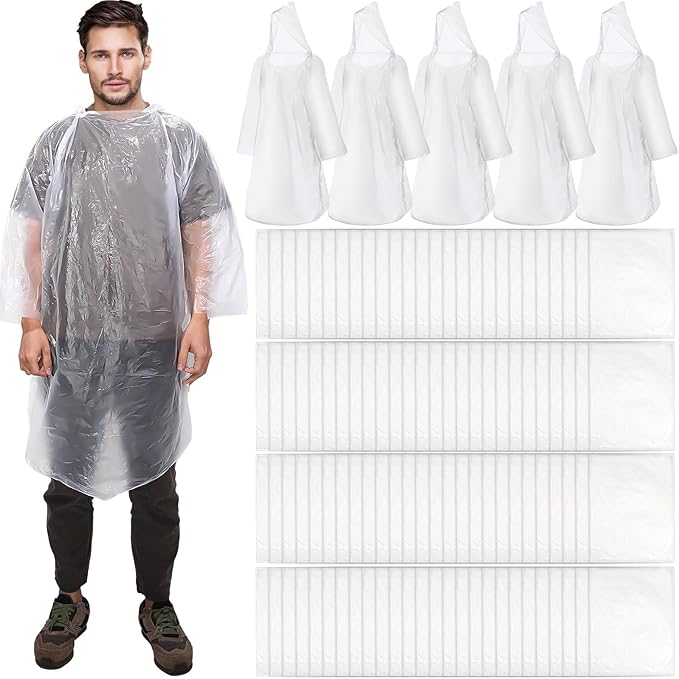 Disposable Rain Poncho for Adult (Set of 60)