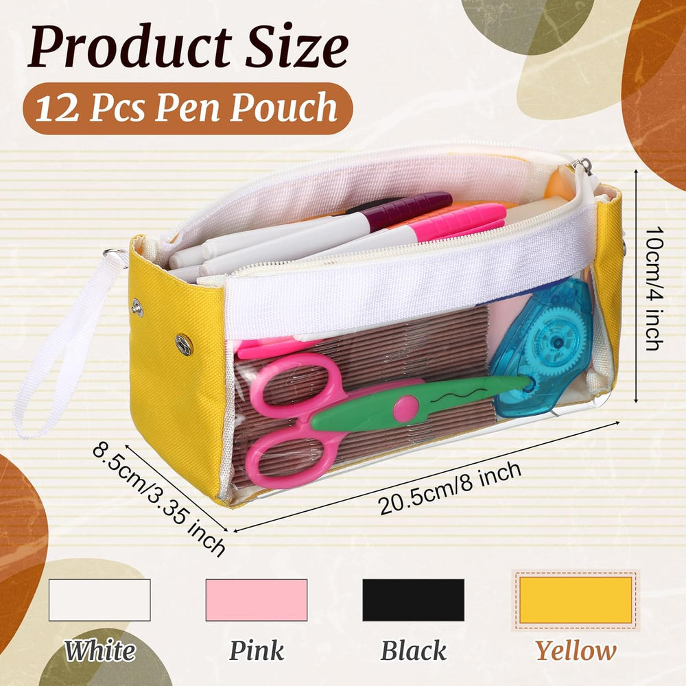 Clear Aesthetic Pencil Pouch (Assorted Color, Set of 12)