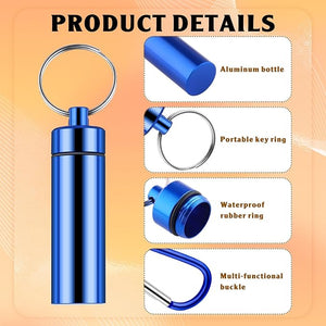 Waterproof Aluminum Pill Box Case with Keychain (Set of 35)