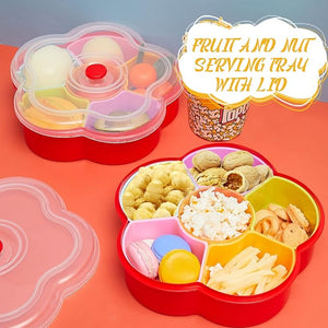 10" Flower Shaped Snack Tray with Lid, Plastic Container (Set of 2)