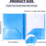Plastic Folder with 2 Pockets & 3 Prongs (Assorted Color, Set of 12)