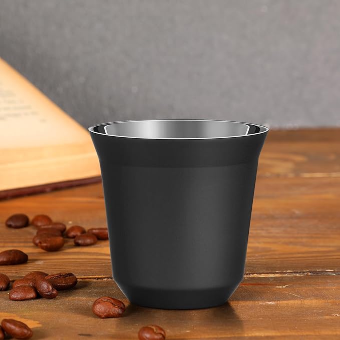 75mL (2.5 oz) Stainless Steel Espresso Cup Set (Black)