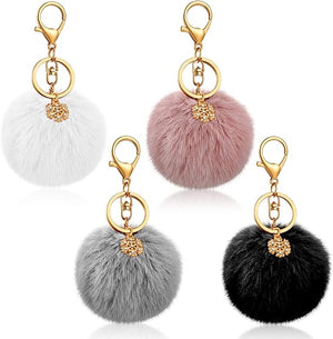 Pom Pom Keychain (Assorted Color, Set of 4)
