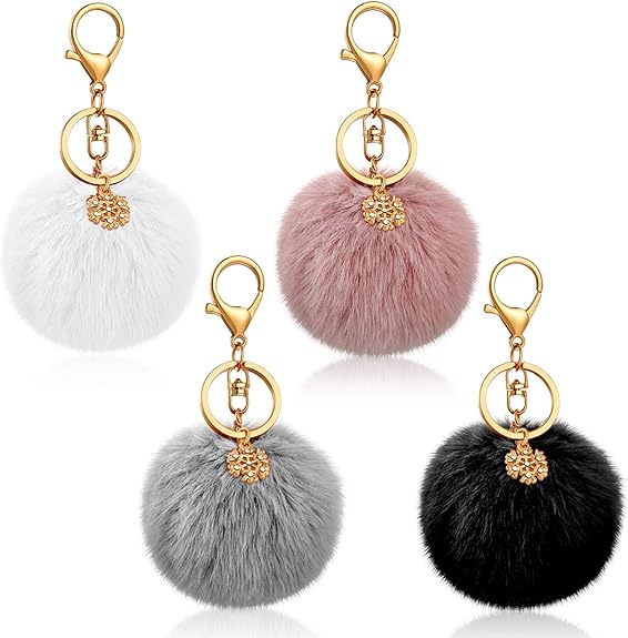 Pom Pom Keychain (Assorted Color, Set of 4)