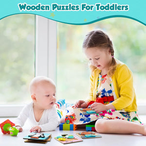 6" x 6" Animal Jigsaw Wooden Puzzle (Set of 20)