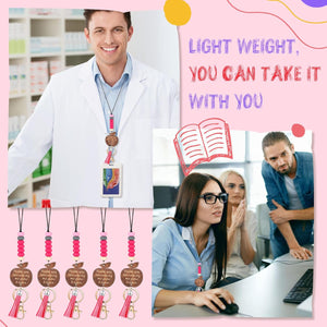 Wooden Keychain Lanyard (Hot Pink, Set of 5)