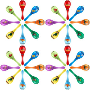 Wooden Fiesta Maracas (Assorted Colorful Design, Set of 32)