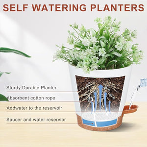Self-Watering Plant Pot Set (Assorted Size, Set of 16)