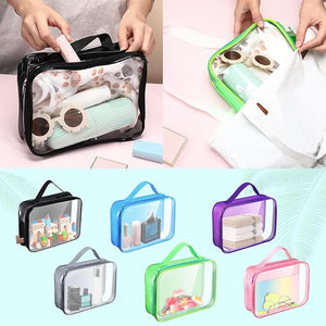 12 Pcs Clear Travel Toiletry Bag, Makeup Organizer with Handle