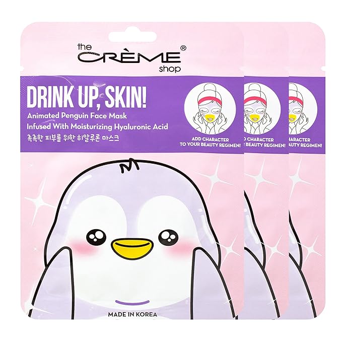 The Crème Shop Animated Face Sheet Mask - Set of 3 (Penguin: Hyaluronic Acid)
