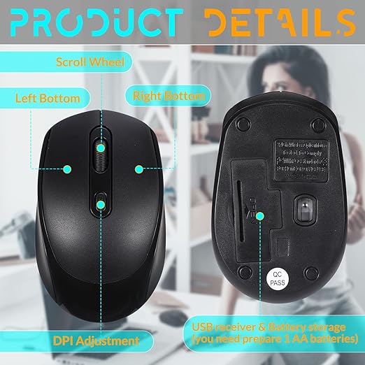 DPI Adjustable Wireless Mouse (Set of 12)