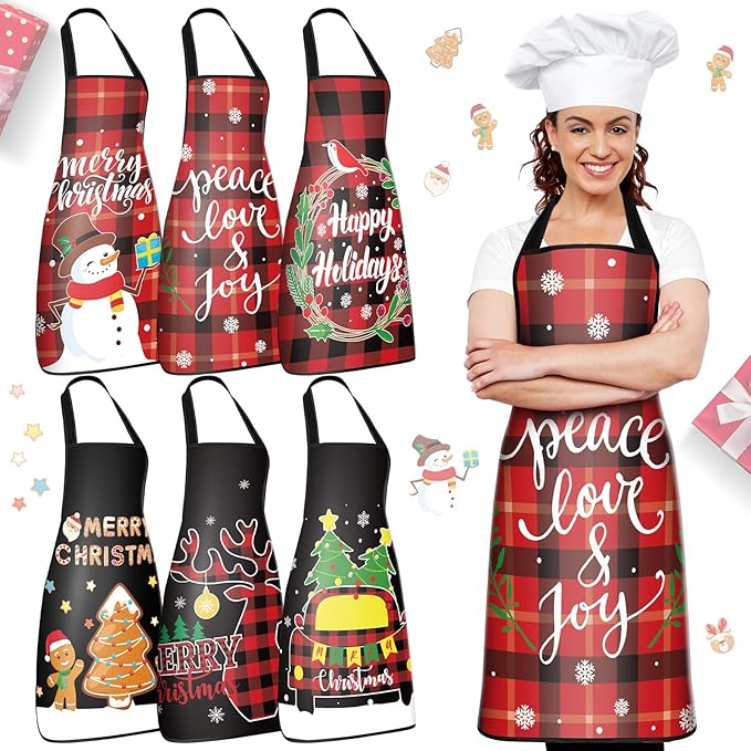 Polyester Christmas Apron (Assorted Design, Set of 6)