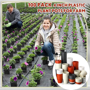 4" Plastic Plant Pot Set (Assorted Color, Set of 100)