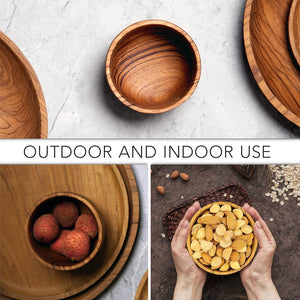 Solid Teak Wood Rice Bowl (Set of 4)