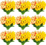 96-Pcs Real Touch Artificial Tulip Flower (Yellow & Orange Gradient)