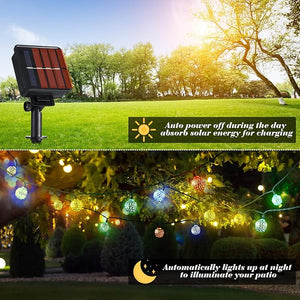 36 Ft 60 LED Solar Crystal Globe String Light