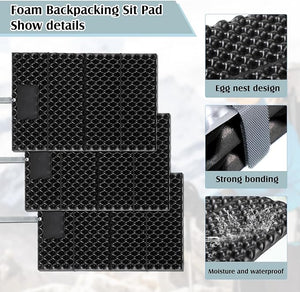 Foldable Stadium Seat Cushion, Outdoor Foam Pad (Black, Set of 10)