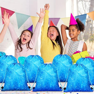 Drawstring Backpack Bag (24 Pcs, Sea Blue Theme)